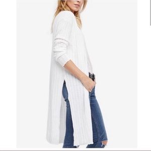 Free people Long White Linen Duster Size Small